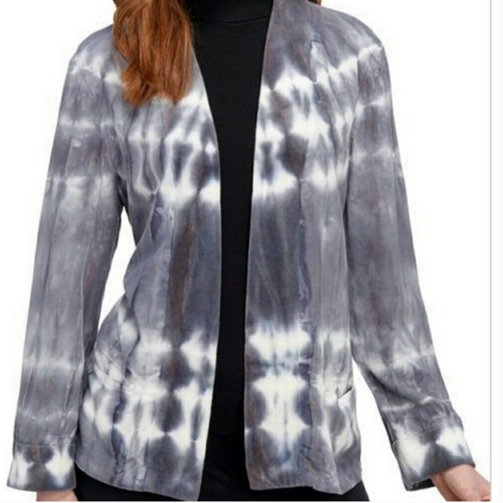XCVI Izara Tie Dye Velour Trim Cardigan Jacket Sweatshirt Sweater L/XL